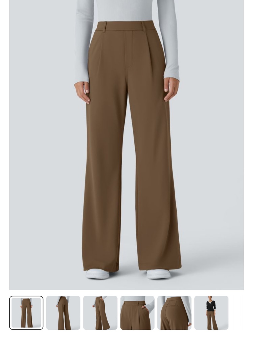 HALARA Wide-Leg High-Rise Pants in Brown